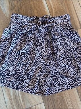 Worthington Petite Leopard Print Shorts - Black & Cream